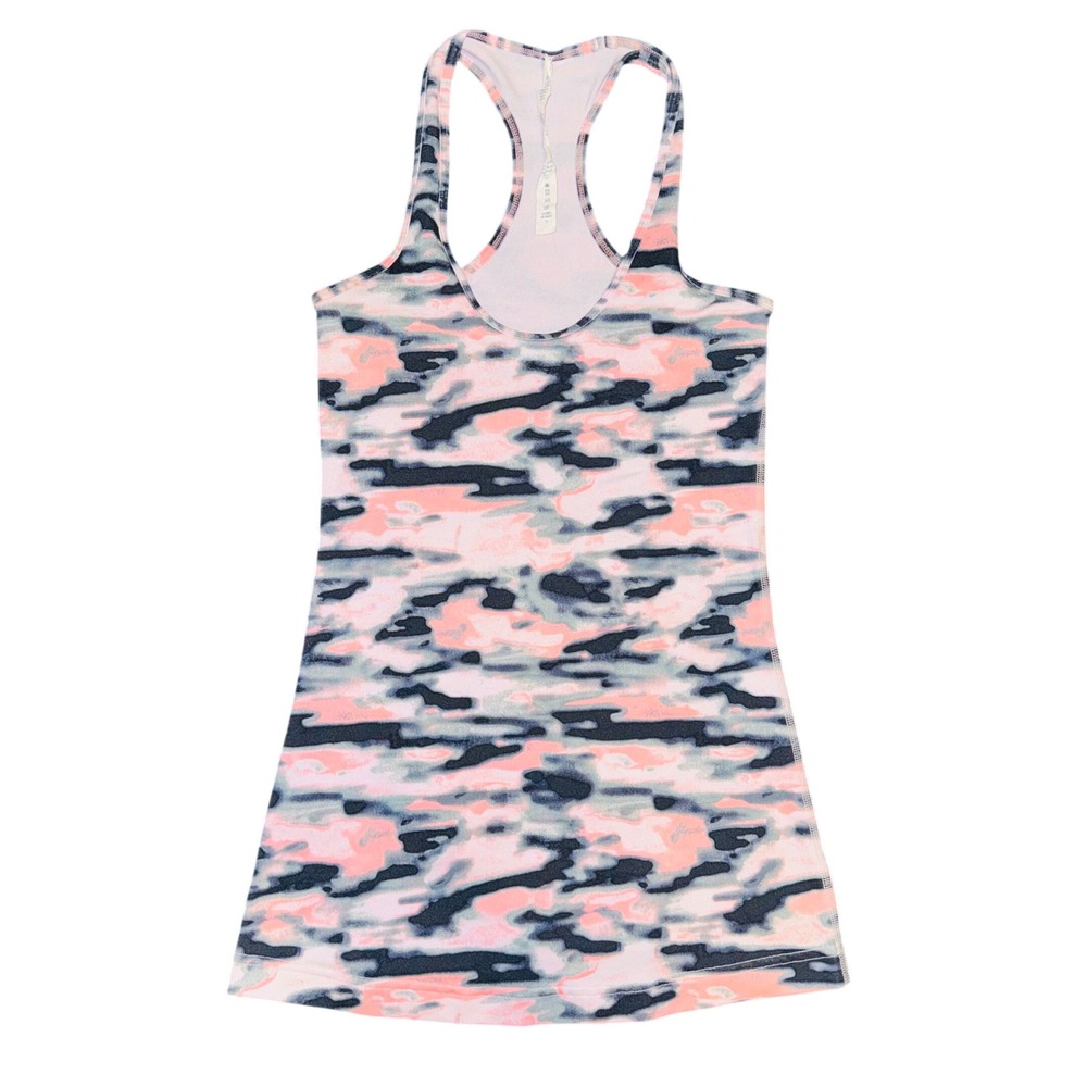 137 | Lululemon Cool Racerback Tank Women 6 Pink Camo Luon Excellent
